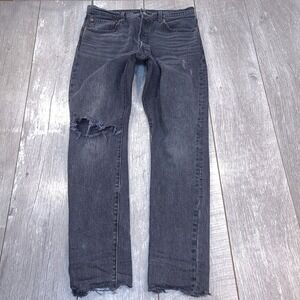 Levi's 501 Skinny Jeans Women 31 Black Distressed Straight Leg Raw Hem